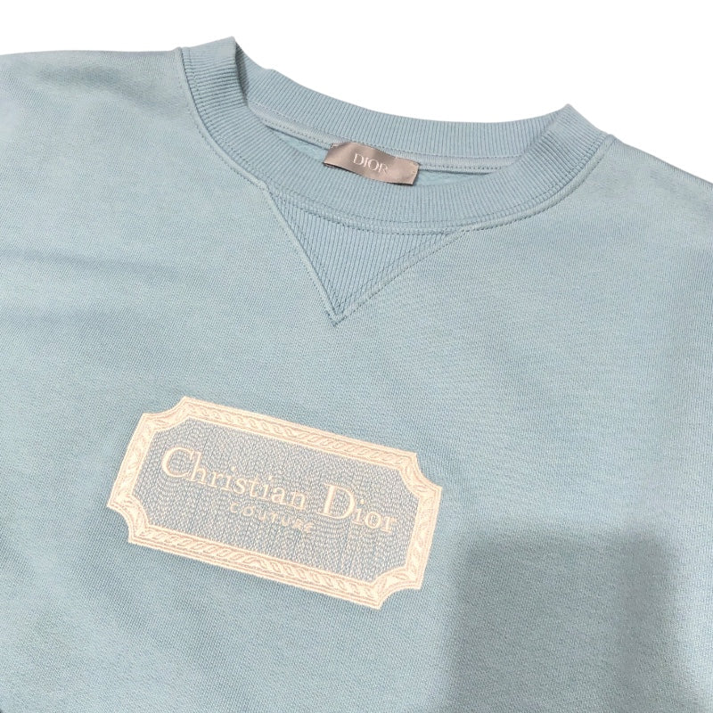 クリスチャン・ディオール Christian Dior ロゴ刺繍スウェットTシャツ 343J694A0531 ブルー コットン メンズ スウェット