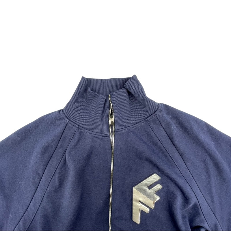 フェンディ FENDI エンボスロゴスウェットシャツブルゾン FY1272 ネイビー コットン メンズ スウェット