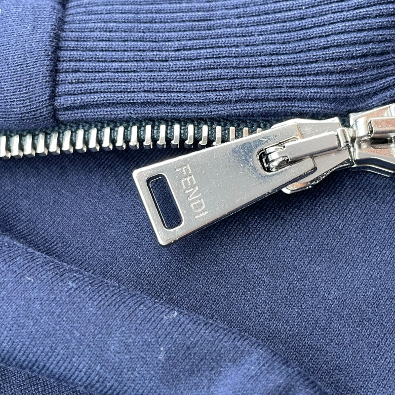 フェンディ FENDI エンボスロゴスウェットシャツブルゾン FY1272 ネイビー コットン メンズ スウェット