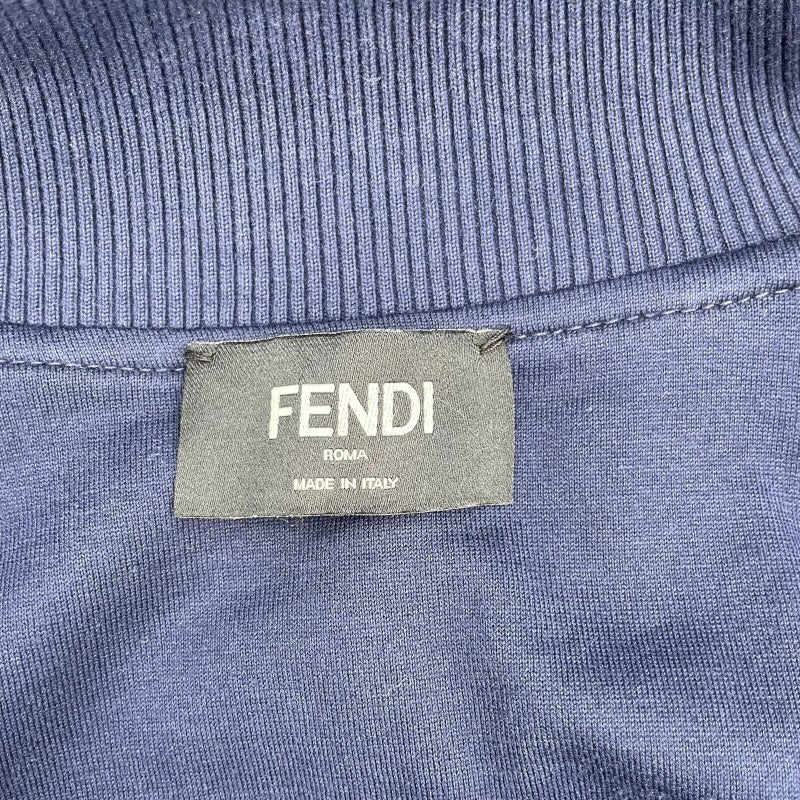 フェンディ FENDI エンボスロゴスウェットシャツブルゾン FY1272 ネイビー コットン メンズ スウェット