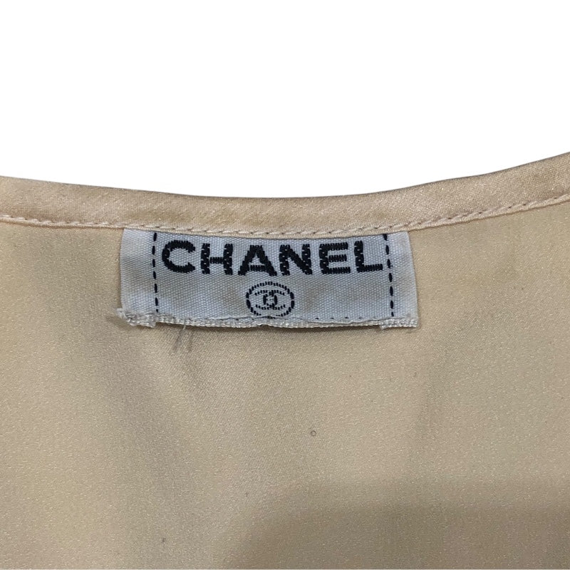 シャネル CHANEL ココマークボタンブラウスノースリーブブラウス アイボリー シルク レディース ブラウス