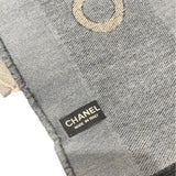 シャネル CHANEL 大判ストール グレー×ブルー×ベージュ カシミア×シルク×ウール ユニセックス スカーフ