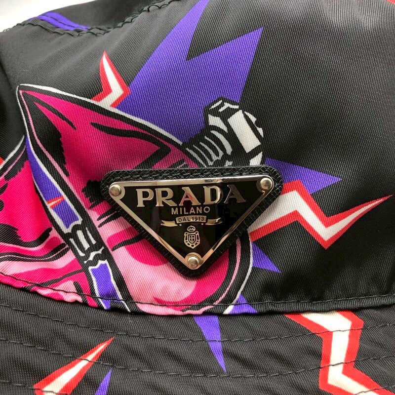 プラダ PRADA トライアングルロゴバケットハット ブラック ナイロン メンズ その他ファッション雑貨