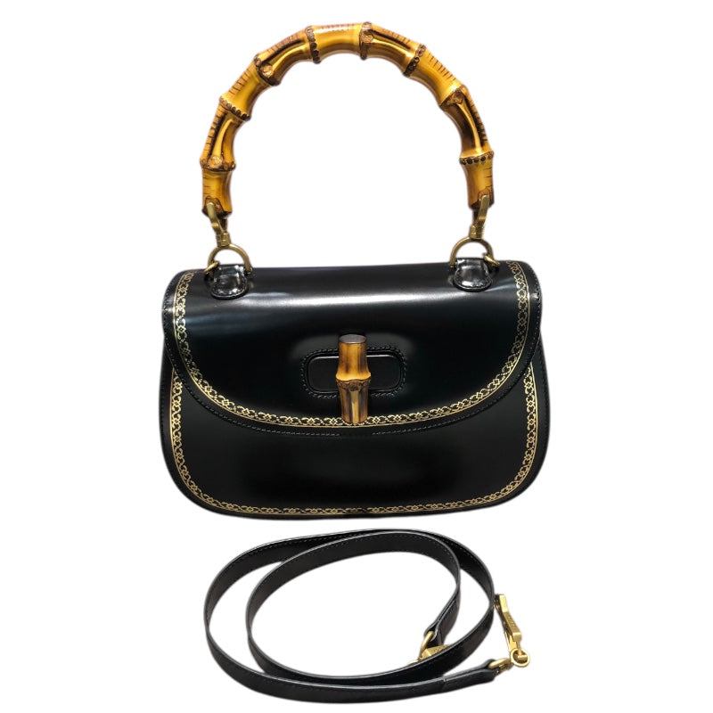 グッチ GUCCI バンブー2WAYハンドバッグ 495880 ブラック カーフ レディース ショルダーバッグ