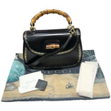 グッチ GUCCI バンブー2WAYハンドバッグ 495880 ブラック カーフ レディース ショルダーバッグ