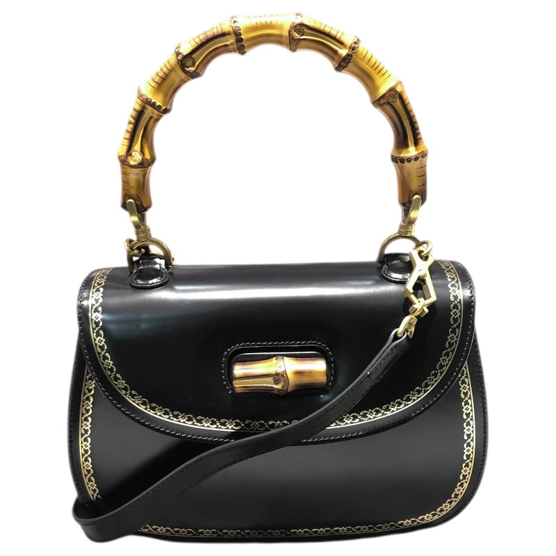 グッチ GUCCI バンブー2WAYハンドバッグ 495880 ブラック カーフ レディース ショルダーバッグ