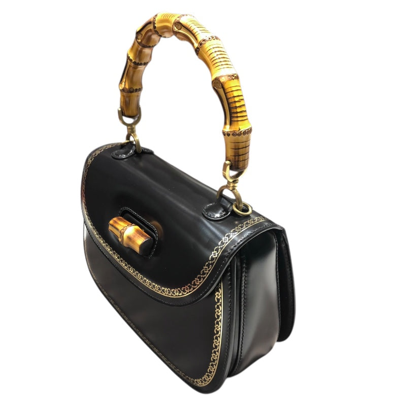 グッチ GUCCI バンブー2WAYハンドバッグ 495880 ブラック カーフ レディース ショルダーバッグ