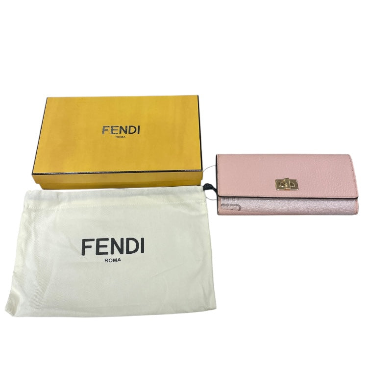 フェンディ FENDI ピーカブーウォレット 8M0427-A91B ピンク・ゴールド金具 レザー レディース 長財布