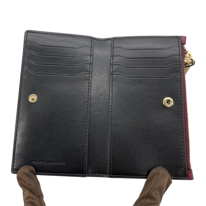 マークジェイコブス MARC JACOBS ロゴコンパクトウォレット S105M06SP2 ボルドー×ブラック レザー レディース 二つ折り財布