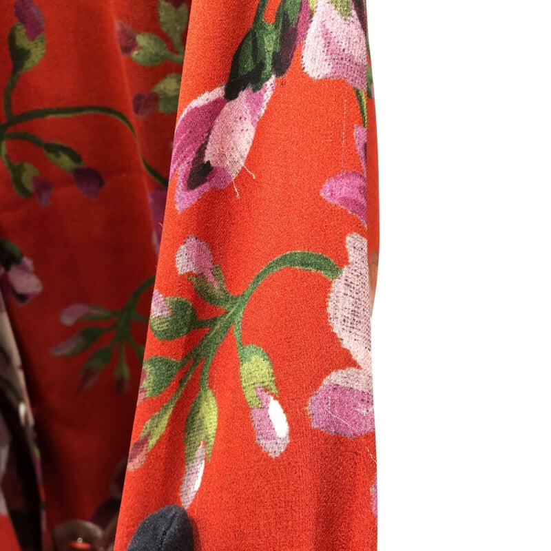 グッチ GUCCI 花柄ボウタイシャツ 400160 レッド シルク レディース 長袖シャツ