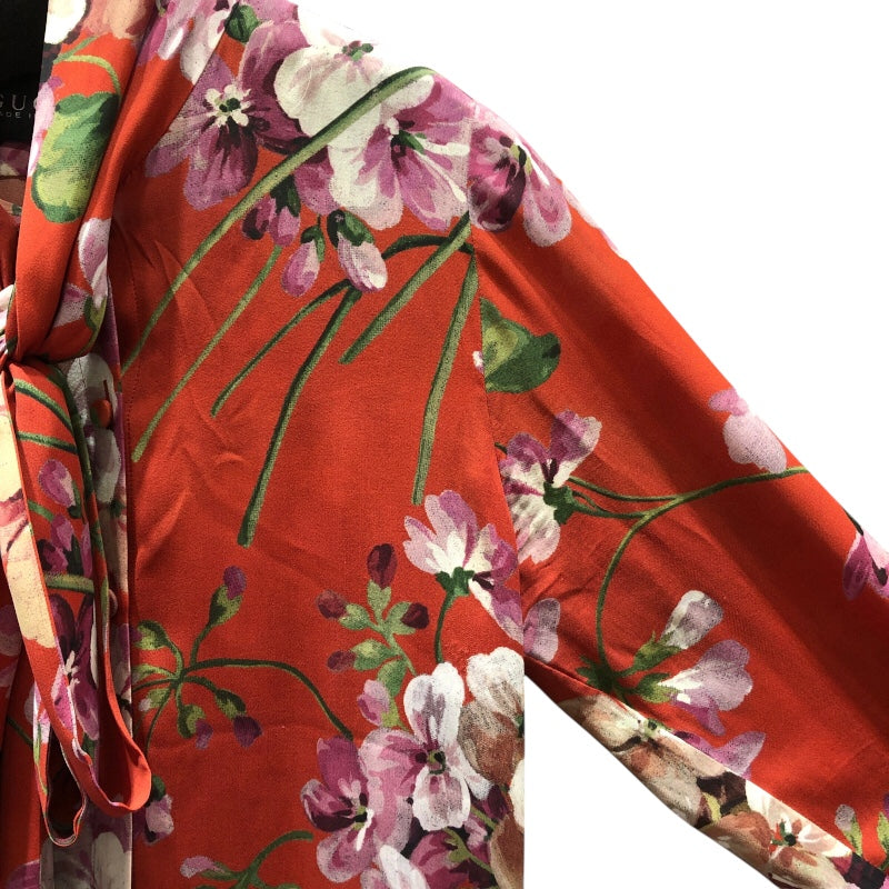 グッチ GUCCI 花柄ボウタイシャツ 400160 レッド シルク レディース 長袖シャツ