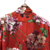 グッチ GUCCI 花柄ボウタイシャツ 400160 レッド シルク レディース 長袖シャツ