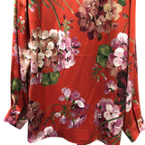 グッチ GUCCI 花柄ボウタイシャツ 400160 レッド シルク レディース 長袖シャツ