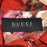 グッチ GUCCI 花柄ボウタイシャツ 400160 レッド シルク レディース 長袖シャツ