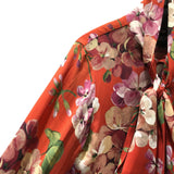 グッチ GUCCI 花柄ボウタイシャツ 400160 レッド シルク レディース 長袖シャツ