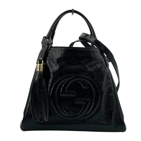 グッチ GUCCI ソーホーインターロッキングG　2WAYバッグ 336751 ブラック GD金具 パテント レディース ハンドバッグ