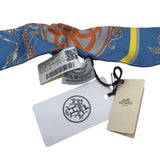 エルメス HERMES ツイリー EX-LIBRIS ブルー シルク レディース スカーフ