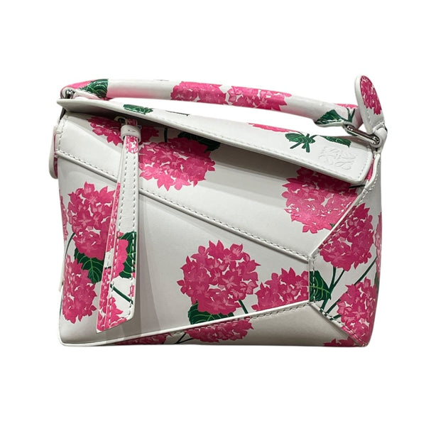 LOEWE 花柄 ショルダーバッグ ロエベ LOEWE パズルバッグミニ A510P88X15 ホワイト・ピンク カーフ