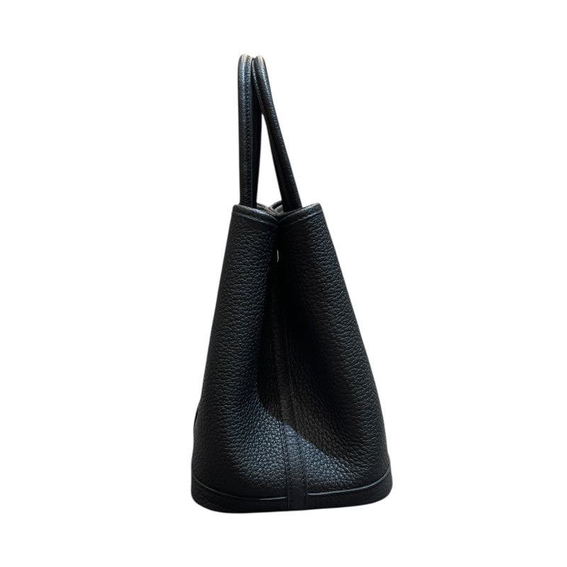 【美品】ガーデンパーティ似 ブラック レザーハンドバッグ エルメス HERMES ガーデンパーティTPM B刻 ブラック ネゴンダ