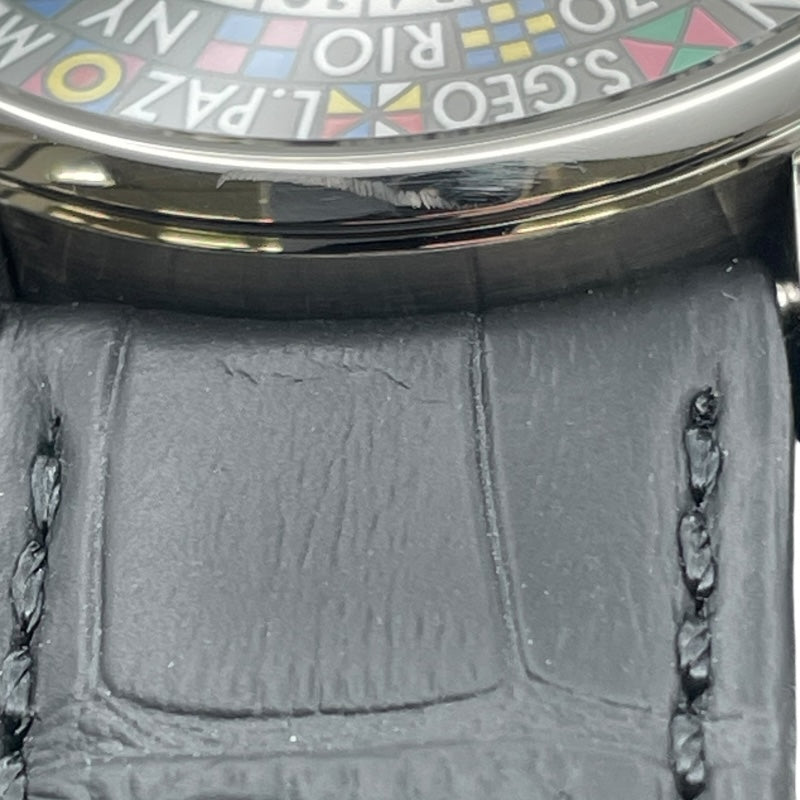 ルイ・ヴィトン LOUIS VUITTON エスカル タイムゾーン Q5.D20 マルチカラー SS/革ベルト（社外品） 自動巻き メンズ 腕時計