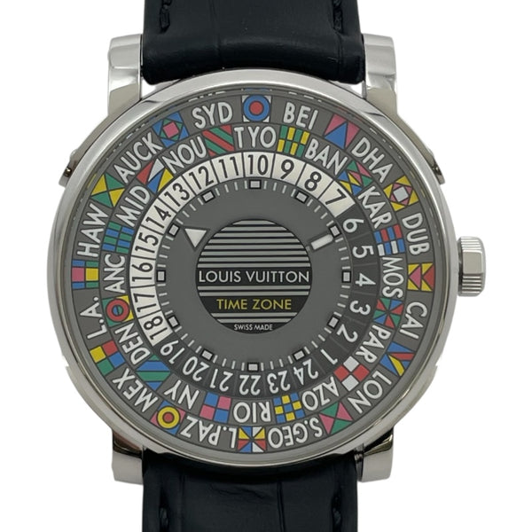 ルイ・ヴィトン LOUIS VUITTON エスカル タイムゾーン Q5.D20 マルチカラー SS/革ベルト（社外品） 自動巻き メンズ 腕時計