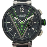 ルイ・ヴィトン LOUIS VUITTON タンブール オトマティック クロノグラフ ダミエ グラフィットレース QA130 ブラック SS(PVD加工） 自動巻き メンズ 腕時計