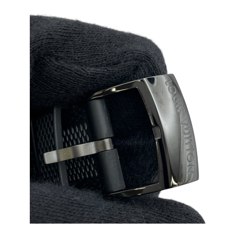 ルイ・ヴィトン LOUIS VUITTON タンブール オトマティック クロノグラフ ダミエ グラフィットレース QA130 ブラック SS(PVD加工） 自動巻き メンズ 腕時計