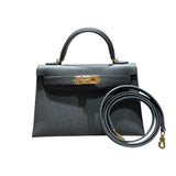 エルメス HERMES ミニケリー2 K刻印 ブラック ゴールド金具 エプソン レディース ショルダーバッグ