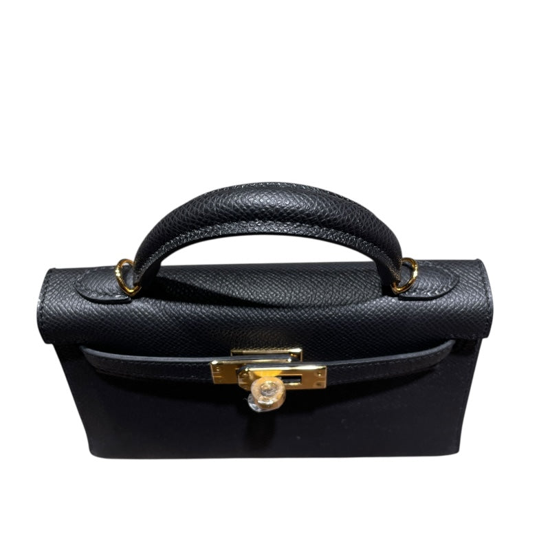 エルメス HERMES ミニケリー2 K刻印 ブラック ゴールド金具 エプソン レディース ショルダーバッグ
