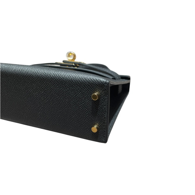 エルメス HERMES ミニケリー2 K刻印 ブラック ゴールド金具 エプソン レディース ショルダーバッグ