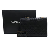 シャネル CHANEL マトラッセフルフラップチェーンショルダー ブラック ラムレザー レディース ショルダーバッグ