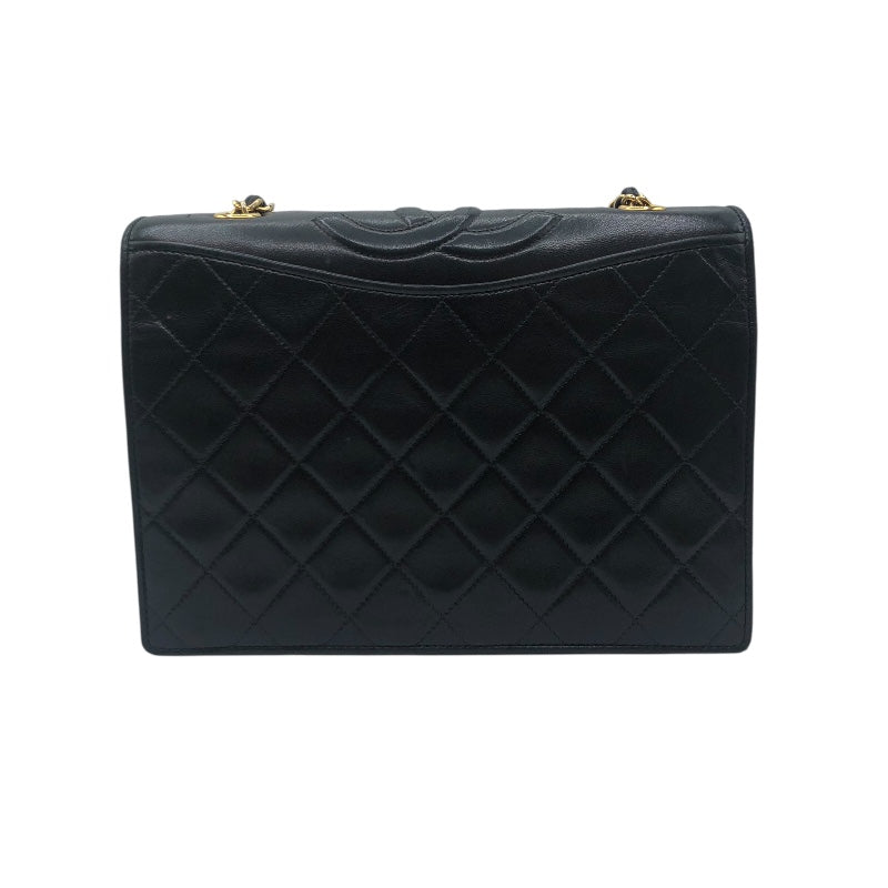 シャネル CHANEL マトラッセフルフラップチェーンショルダー ブラック ラムレザー レディース ショルダーバッグ