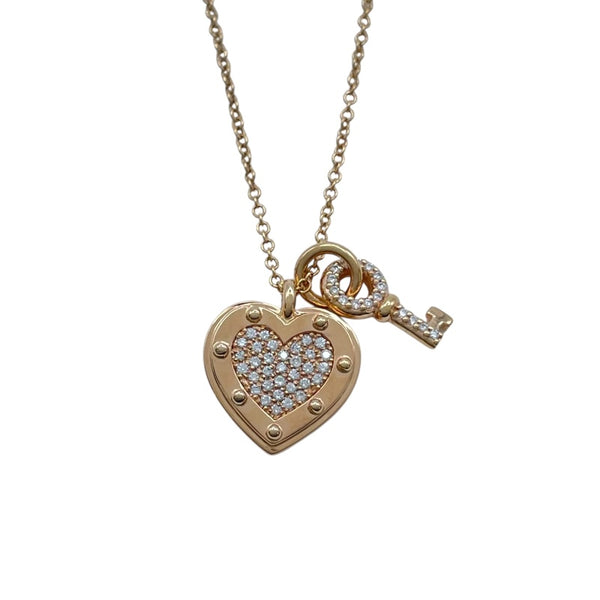 ティファニー TIFFANY＆CO ノターントゥラブハードタグキーダイヤネックレス ピンクゴールド Au750 ダイヤモンド ジュエリー