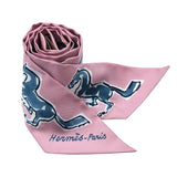 エルメス HERMES ツイリー CHEVAUX EN LIBERTE ピンク シルク レディース スカーフ
