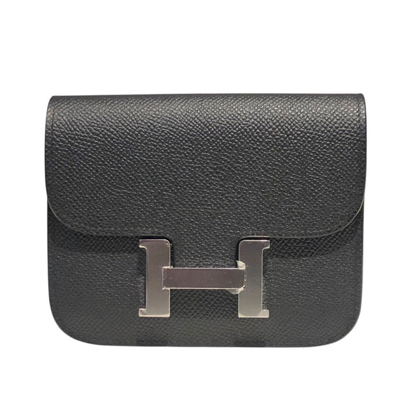 エルメス HERMES コンスタンススリム W刻 ブラック/シルバー金具 エプソン レディース ポーチ