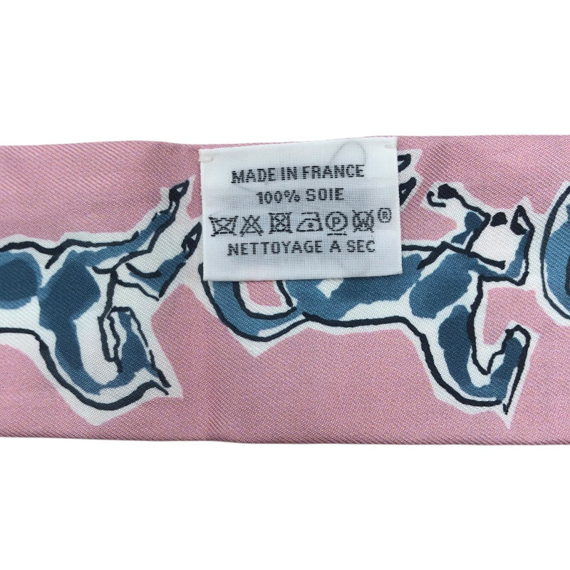 エルメス HERMES ツイリー CHEVAUX EN LIBERTE ピンク シルク レディース スカーフ