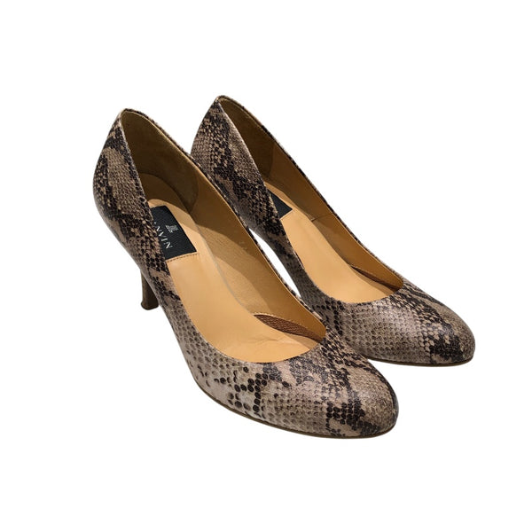 ランバン LANVIN ﾊﾟｲｿﾝ柄ﾋｰﾙﾊﾟﾝﾌﾟｽ ベージュ レザー レディース パンプス