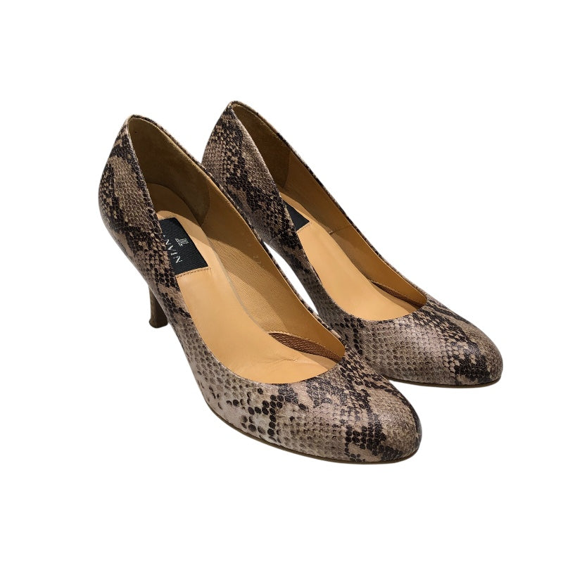 ランバン LANVIN ﾊﾟｲｿﾝ柄ﾋｰﾙﾊﾟﾝﾌﾟｽ ベージュ レザー レディース パンプス