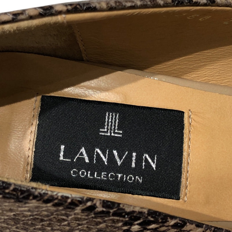 ランバン LANVIN ﾊﾟｲｿﾝ柄ﾋｰﾙﾊﾟﾝﾌﾟｽ ベージュ レザー レディース パンプス