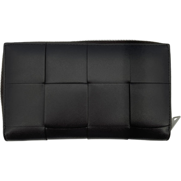 ボッテガ・ヴェネタ BOTTEGA VENETA カセットラウンドファスナー財布 ダークブラウン カーフ レディース 長財布