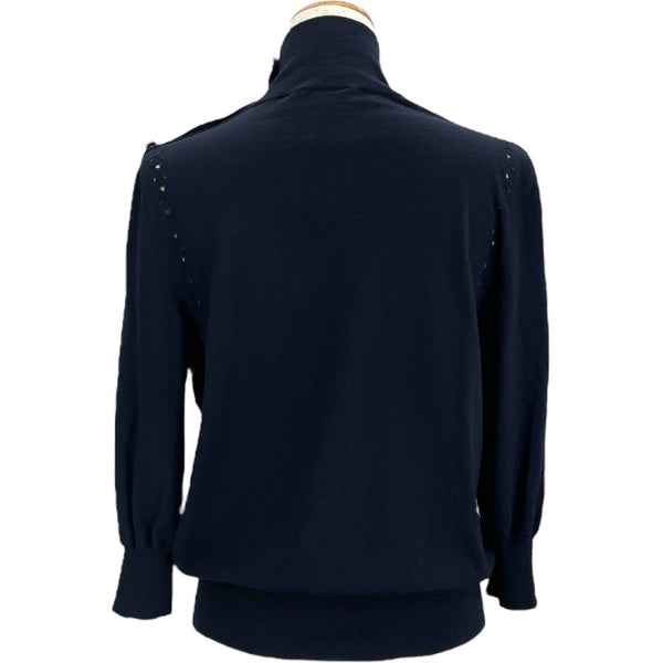 シャネル CHANEL ココマークボタンタートルネックニットセーター P62206 ネイビー ウール レディース セーター