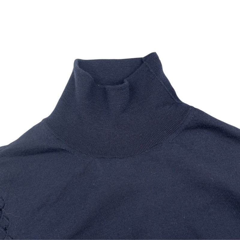シャネル CHANEL ココマークボタンタートルネックニットセーター P62206 ネイビー ウール レディース セーター