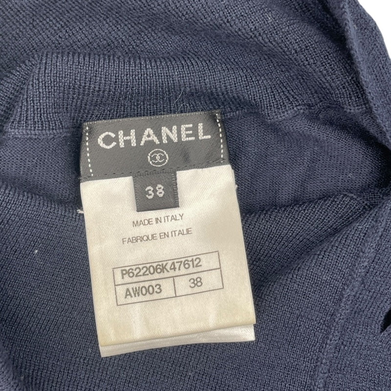 シャネル CHANEL ココマークボタンタートルネックニットセーター P62206 ネイビー ウール レディース セーター