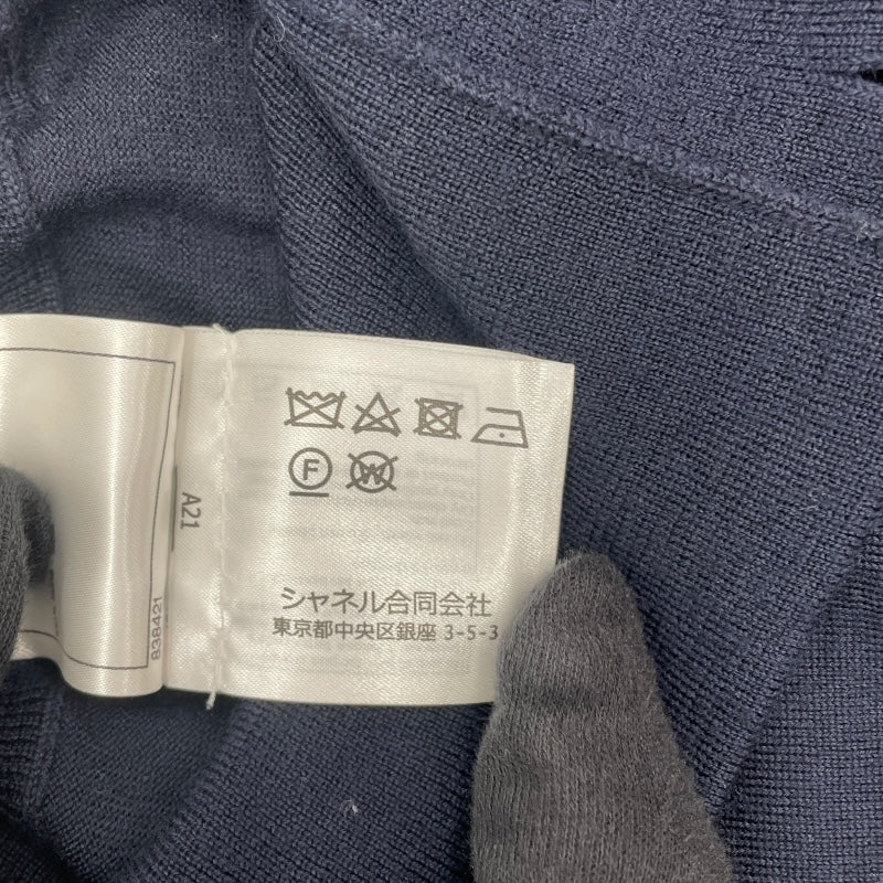 シャネル CHANEL ココマークボタンタートルネックニットセーター P62206 ネイビー ウール レディース セーター