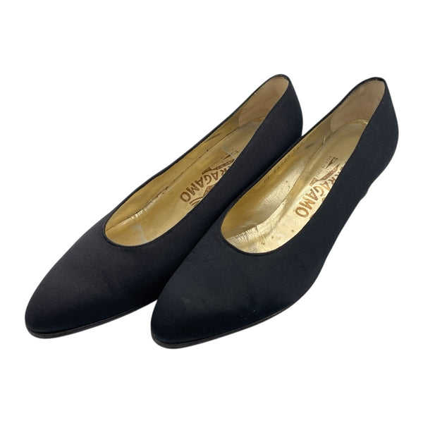 サルヴァトーレ・フェラガモ Salvatore Ferragamo サテンヒールパンプス ブラック サテン レディース パンプス