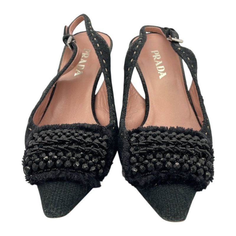 プラダ PRADA ビジュー装飾ヒールパンプス ブラック レディース パンプス