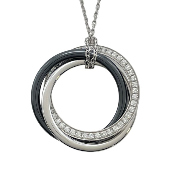 カルティエ Cartier トリニティダイヤ/ブラックセラミック ネックレス ホワイトゴールド Au750 ジュエリー