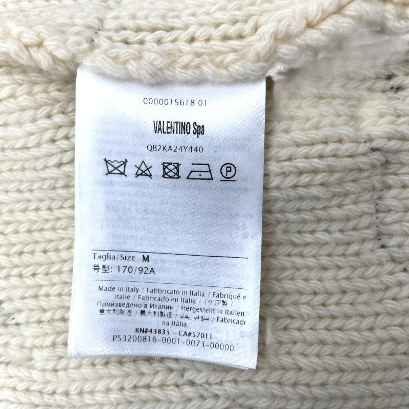 ヴァレンティノ VALENTINO レース切替ケーブルニットカーディガン QB2KA24Y440 アイボリー コットン レディース カーディガン