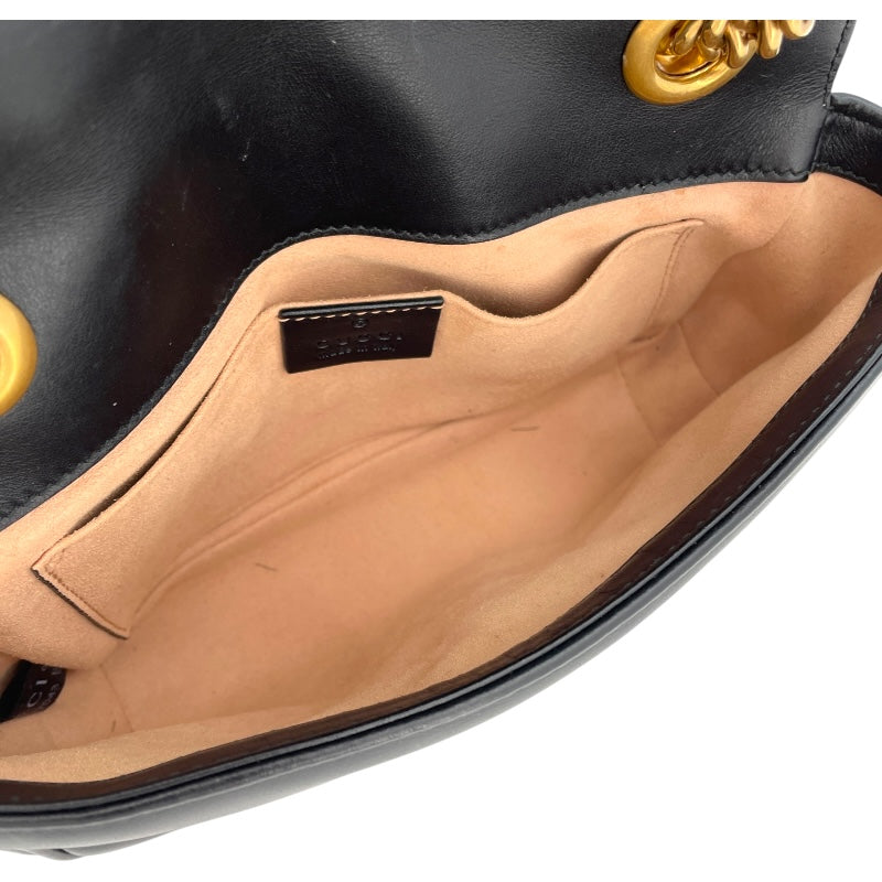 グッチ GUCCI GGマーモントスモールショルダーバッグ 446744 ブラック レザー レディース ショルダーバッグ