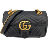 グッチ GUCCI GGマーモントスモールショルダーバッグ 446744 ブラック レザー レディース ショルダーバッグ
